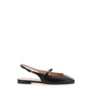 Sorte Læder Slingback Ballerinaer