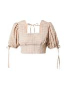 Fashion Union Bluse 'Lesina'  antracit / pastelorange / hvid