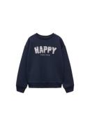 MANGO KIDS Sweatshirt 'Happy'  beige / navy / lyseblå / lyserød