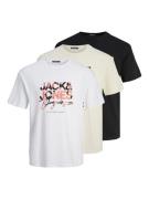 JACK & JONES Bluser & t-shirts 'ARUBA'  ecru / orange / sort / hvid