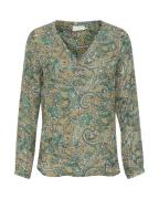 Kaffe Bluse 'Amber'  oliven / jade / hvid