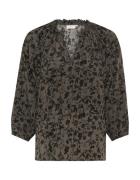 Kaffe Bluse 'Rebekka'  oliven / sort