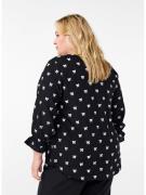 Zizzi Bluse 'ESTEA'  sort / hvid