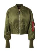 ALPHA INDUSTRIES Overgangsjakke 'MA-1'  oliven / rød / hvid