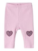 NAME IT Leggings 'NBFOLBA'  mørkegrøn / lysviolet / lyserød / hvid