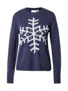 VILA Pullover 'VISnowflake'  navy / hvid