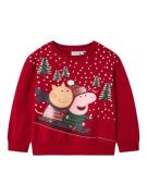 NAME IT Sweatshirt 'NMFOLGA PEPPAPIG'  mørkegrøn / lyseorange / lyserød / rød