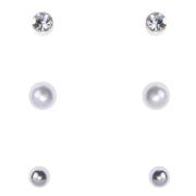 Dazzling Klassiker 3-pack Earrings Pearls & Crystals Silver