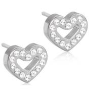 Blomdahl Ørestikker Brilliance Heart Hollow 8 mm Crystal