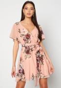 Goddiva Floral Flutter Dress Peach XS (UK8)