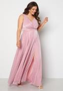 Goddiva Curve Wrap Front Sleeveless Maxi Curve Dress With Split Pink 54 (UK26)