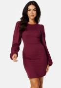 BUBBLEROOM Balloon Sleeve Short Dress Wine-red 2XL