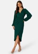 Bubbleroom Occasion Wrap Stretchy Midi Dress Dark green XL