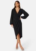 Bubbleroom Occasion Wrap Stretchy Midi Dress Black M