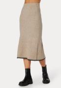 BUBBLEROOM Contrast Edge Knitted Skirt Beige melange L