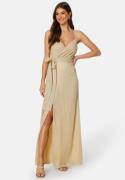 Goddiva Glitter Wrap Front Maxi Dress Light Gold XL (UK16)