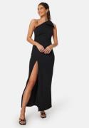 John Zack One Shoulder Bow Maxi Dress Black XL (UK16)