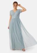 AngelEye Short Sleeve Sequin Embellished Maxi Dress Heather Blue XS (UK8)