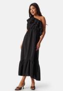 John Zack One Shoulder Ruffle Maxi Dress Black XXL (UK18)