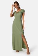 Happy Holly Structure Maxi Slit Dress Dusty green 36/38