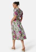 VILA Naria S/S Wrap Midi Dress Fern Green AOP:Fern 38