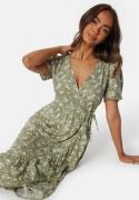 Happy Holly Evie Puff Sleeve Wrap Dress Care Khaki green/Patterned 40/42