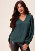 Happy Holly V-neck Puff Sleeve Viscose Blouse Dusty green/Patterned 40/42