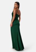 Bubbleroom Occasion Waterfall Satin Gown Dark green 40