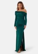 Bubbleroom Occasion Asymmetric Off Shoulder Soft Gown Dark green M