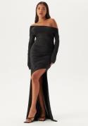 Bubbleroom Occasion Asymmetric Off Shoulder Soft Gown Black S