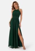 AngelEye High Neck Maxi Dress With Split Emerald Green S (UK10)