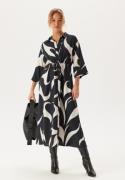 Object Collectors Item Objdemia Lo 3/4 LONG SHIRT DRE Black Aop:white Sand 34