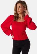 BUBBLEROOM Square Neck Smock Top Red S