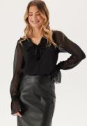 BUBBLEROOM V-neck Frill L/S Chiffon Blouse Black 36