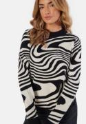 Object Collectors Item Ray L/S Knit Pullover Black Pattern:Sandshell zebra L