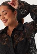 Happy Holly Buttoned Lace Shirt Black 52/54