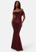 Goddiva Glitter Off Shoulder Maxi Dress Red XXS (UK6)