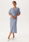 Bubbleroom Occasion Wrap Satin Midi Dress Light blue 44