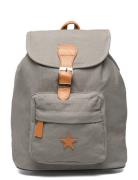 Baggy Back Pack, Grey With Leather Star Accessories Bags Backpacks Grey Smallstuff