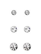 Millie Crystal Earrings, 3-In-1 Set, Silver-Plated Accessories Jewellery Earrings Studs Silver Pilgrim