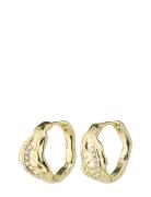 Pia Organic Shape Crystal Hoop Earrings Gold-Plated Accessories Jewellery Earrings Hoops Gold Pilgrim