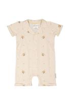 Geggamoja X Mrs Mighetto Bamboo Suit Bodysuits Short-sleeved Beige Geggamoja