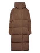 Objlouise Long Down Jacket Foret Jakke Brown Object