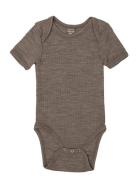 Body Ss, Nature Drop Needle, Merino Wool Bodies Short-sleeved Brown Smallstuff