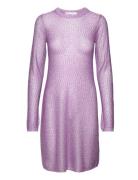 Sequin Knit Long-Sleeve Mini Dress Kort Kjole Purple REMAIN Birger Christensen