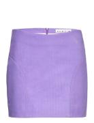 Corduroy Leather Mini Skirt Kort Nederdel Purple REMAIN Birger Christensen