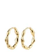 Zion Recycled Organic Shaped Medium Hoops Gold-Plated Accessories Jewellery Earrings Hoops Gold Pilgrim