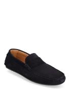 Slhsergio Suede Penny Driving Shoe Loafers Flade Sko Navy Selected Homme