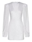 Sequin Puffy Sleeve Dress Kort Kjole White ROTATE Birger Christensen