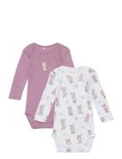 Nbfbody 2P Ls Orchid Haze Rabbit Noos Bodies Long-sleeved Multi/patterned Name It